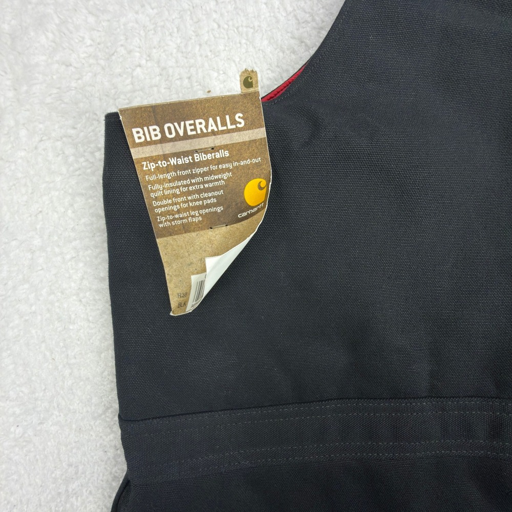 Carhartt Zip-To-Waist Insulated Bibs Overalls Mens 46x30 R38 BLK Black NWT NOS